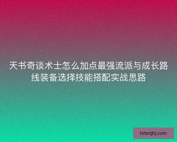 天书奇谈术士怎么加点最强流派与成长路线装备选择技能搭配实战思路